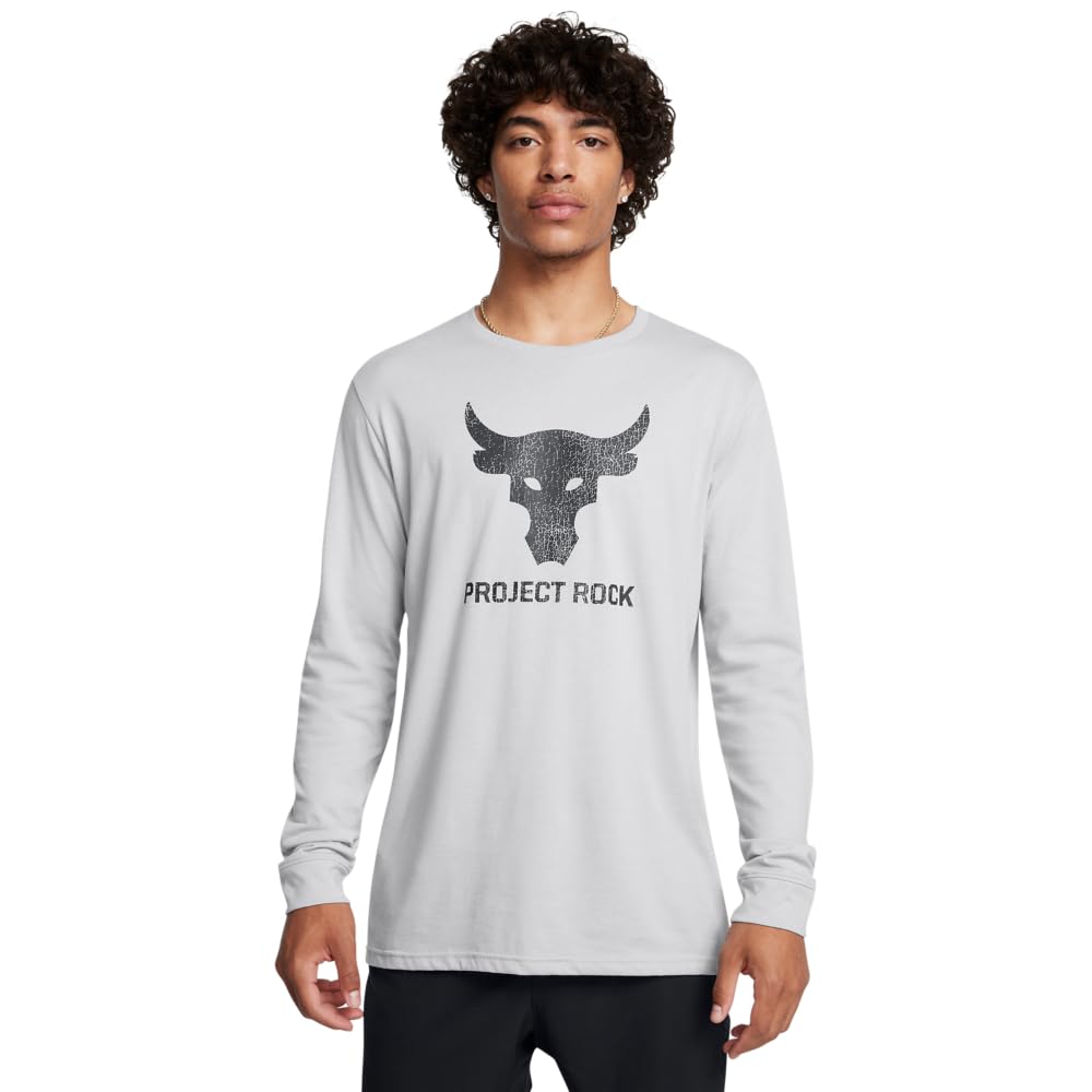 Under Armour Men’s Project Rock Brahma Bull Long Sleeve, (011) Mod Gray Medium Heather / / Black, 4X-Large