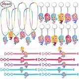Konsait 30pack Mermaid Party Supplies, Mermaid Bracelet, Mermaid Necklace, Mermaid Key Chains for Kids Mermaid Birthday Party Favors, Party Bags Fillers for Girls
