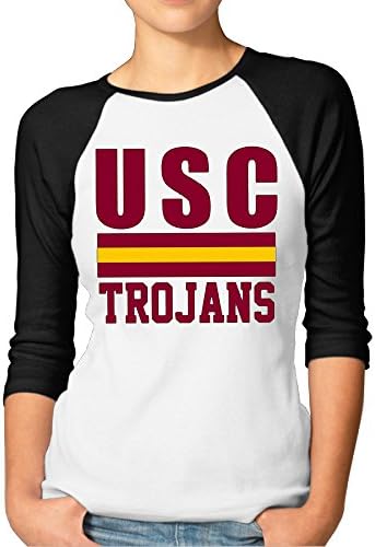 Hotgirl4 Women USC Trojans University Teams Logo Raglan Tee Baseball Shirt Color Black XL