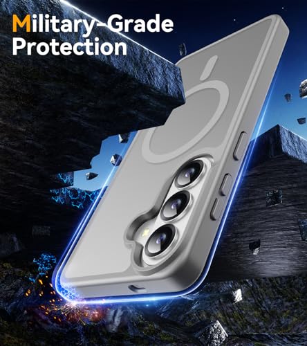 ivencase 5 Pieces Magnetic Case for Samsung Galaxy S26 Compatible MagSafe with 2 Tempered Glass and 2 Camera Protectors, 360° Protection, Anti-Shock, Anti-Yellow Flip Cover Case Cover Case S26, Grey