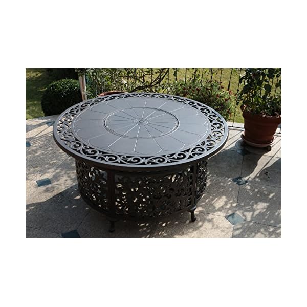 Made for us® Gartentisch, Feuertisch, Gastisch, Aluguss, rund, Ø 120 cm, Terassenfeuer Höhe 60 cm, Gartentisch mit… – Bild 3