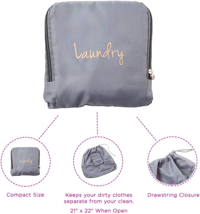  | Miamica Laundry Bag, Assorted Styles, Grey/Gold, One Size | Packing Organizers