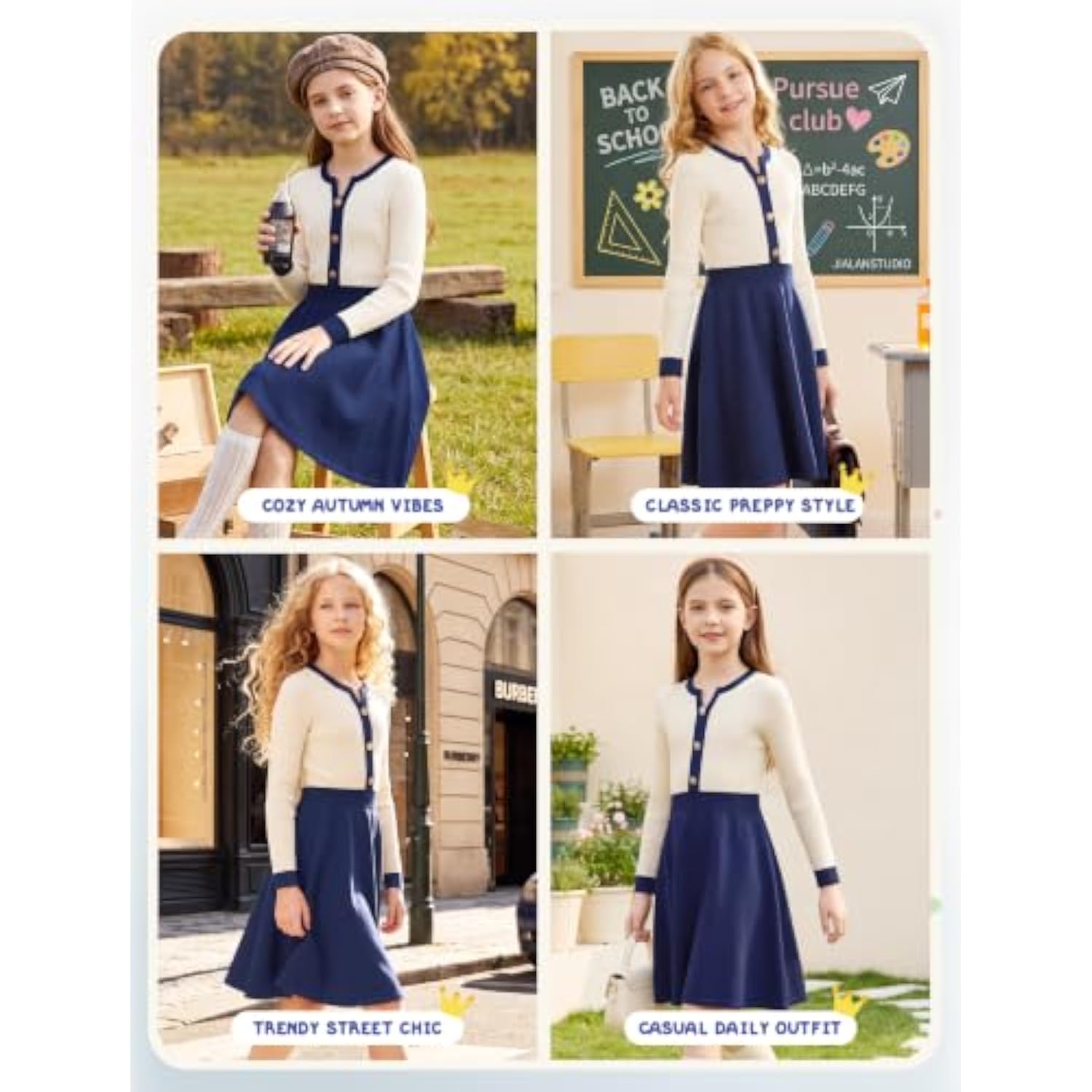 女童V领针织连衣裙60%OFF
