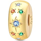 925 Sterling Silver Gold Charms for Pandora Bracelets and Necklaces Clip Stopper Bead for Women Spacers Jewelry Gifts