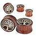 Oasis Plus Tree of Life Organic Wood Flesh Tunnels Double Flared Ear Stretcher Saddle Plugs Gauge 10mm 00g