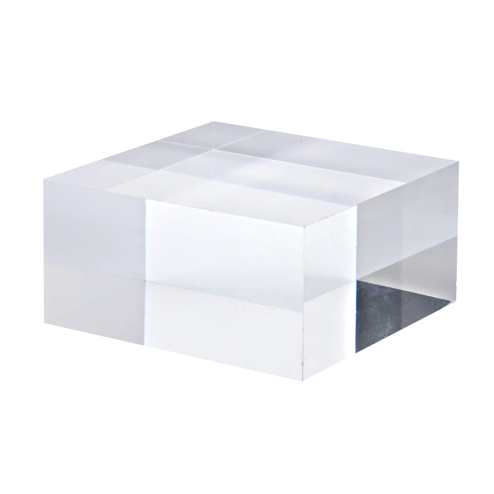 PATIKIL 3"x3"x1.5" Jewelry Display Riser, Polished Acrylic Cube Display Stand Block Collection Showcase Ring Holder Square, Clear