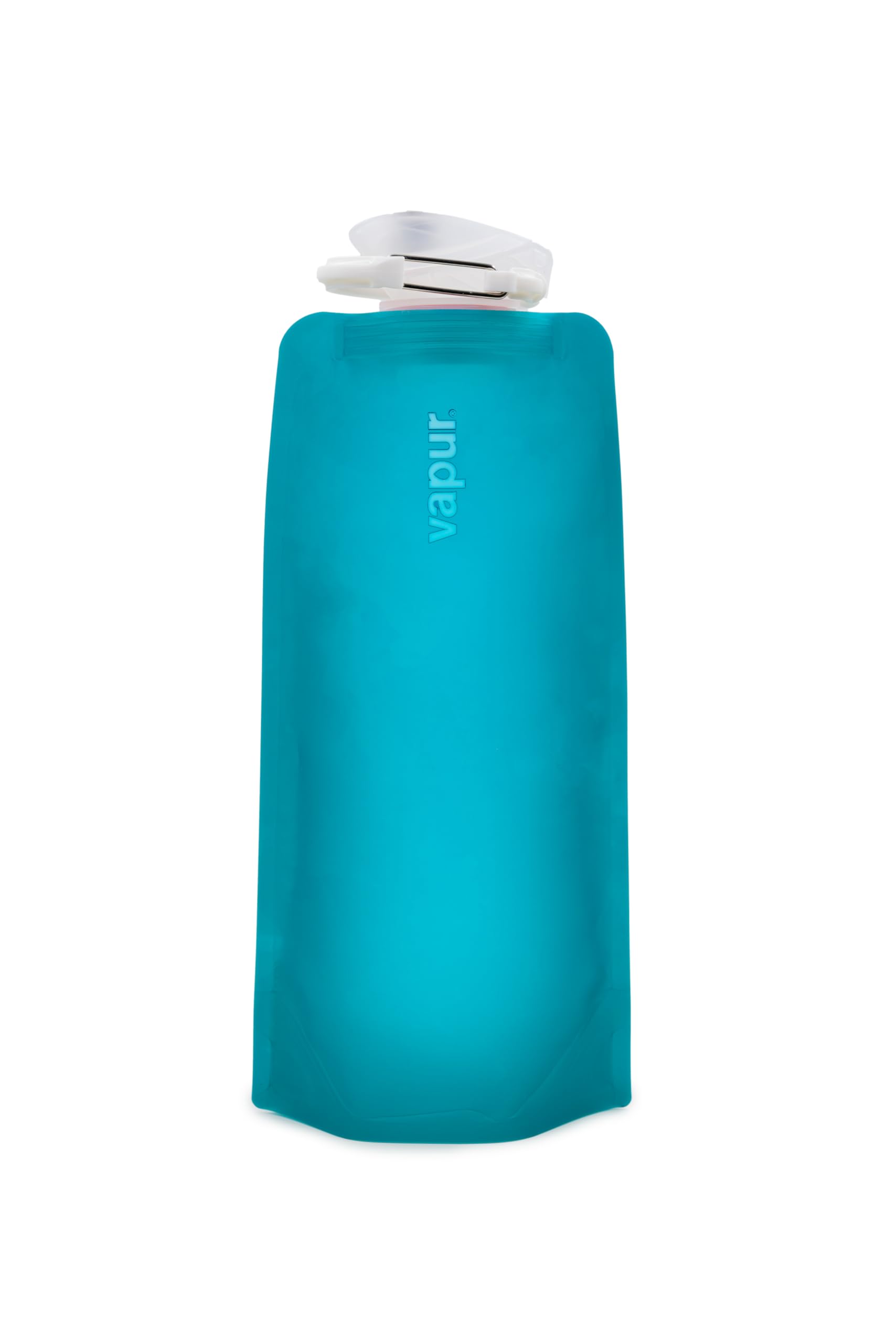 Photo 1 of Vapur Collapsible Water Bottle With Carabiner, Compact Bottle Folds Flat For Hydration On The Go, Ideal for Traveling, Hiking or Camping, 23 Ounce, Teal, Pack of 1