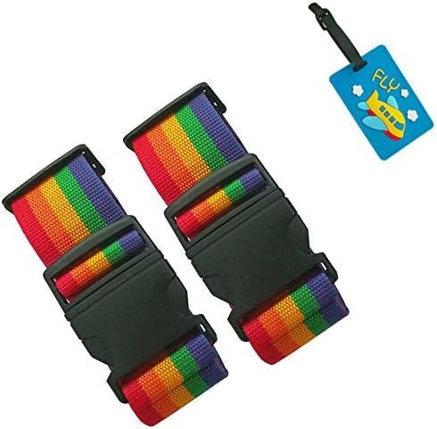 LifeFly Luggage Straps Adjustable Non-Slip Baggage Belts Suitcase Bands for your Travel Bag+Luggage Tag