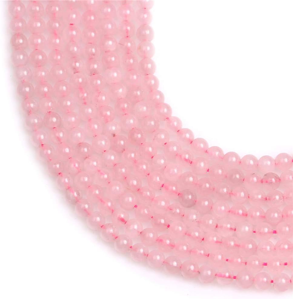 GEM-Inside Natural 4mm Rose Quartz Round Gemstone Semi Precious Loose Beads for Jewellery Making 15'' - Image 4