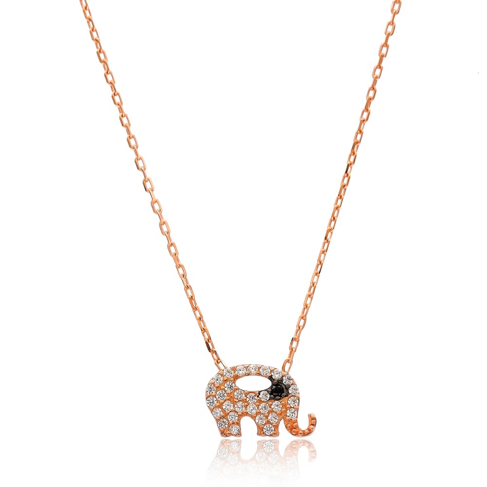 Elephant Necklace 925 Sterling Silver Rose Gold