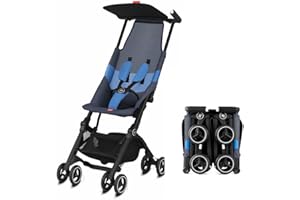 gb Pockit Air All Terrain Ultra Compact Lightweight Travel Stroller with Breathable Fabric in Night Blue, 28x17.5x39.8 Inch (Pack of 1)