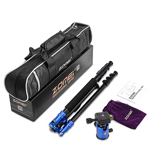 Zomei Camera Aluminium Tripod 63 Inch with Ball Head Quick Release Plate DSLR Travel Tripod for Canon Nikon DSLR DV Scope camcorders and Projector(Blue) - Thumbnail 7