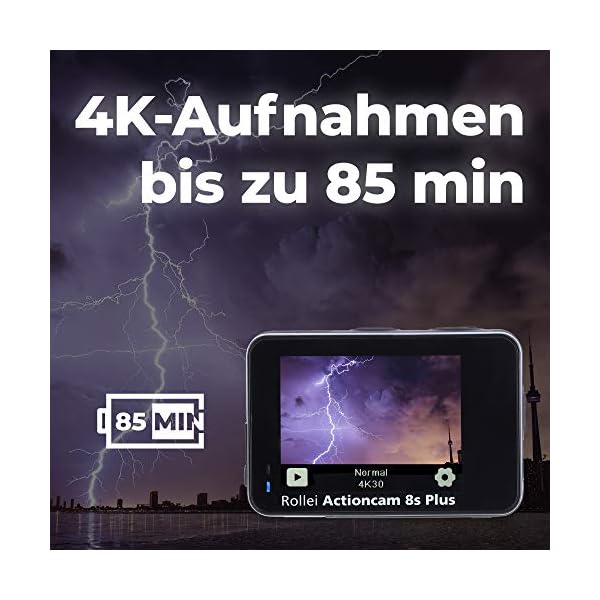 Rollei 40328 Action-Cam 8s Plus I 4K 60fps Unterwasserkamera mit Selfie-Display, Bildstabilisierung, Zeitraffer, Slow… – Bild 4