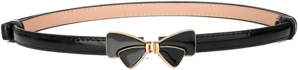 MoYoTo Women's Bowknot Flower Buckle Skinny Belts Thin Patent Leather Waist Belts For Dresses