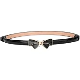 MoYoTo Women's Stylish Bowknot Buckle Thin Patent Leather Waist Belt For Dress