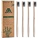 Bamboo Toothbrush, Biodegradable Soft Bamboo Charcoal Toothbrushes (BPA Free), 4 Pack Eco Friendly Natural Organic Toothbrush, Individually Numbered - 100% Smooth Bamboo Handle Tooth brushes