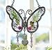 Grandma Butterfly Suncatcher with Pressed Flower Wings and Heart Charm - Measures 4 1/4