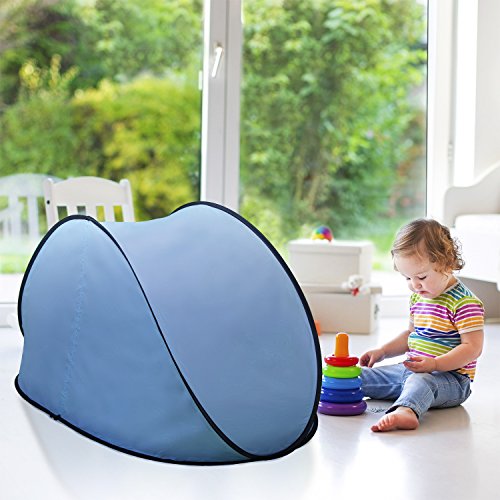 Pluto Baby Blue Beach Tent: Protect Your Kids at Any Weather. Popup SunShelter for Babies to Keep Them Away from Rain and Breeze at The Park, Beach and Garden. Includes Coloring Book. - Thumbnail 3