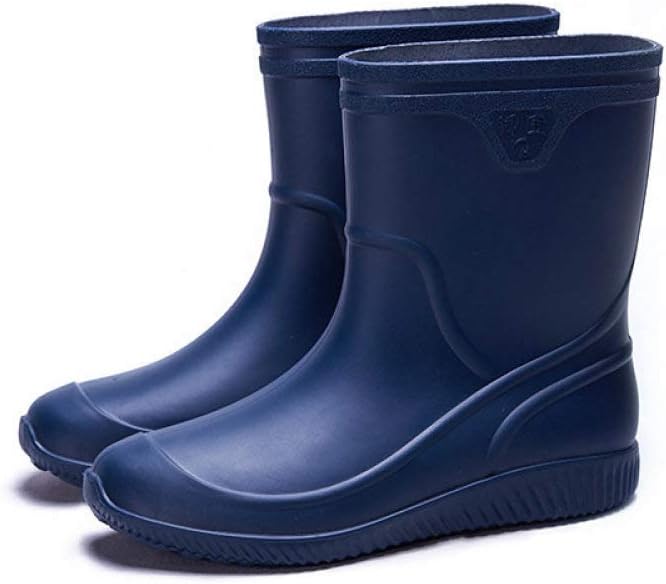 HFCIUD Botas De Lluvia, Otoño E Invierno Azul Color Sólido De Moda