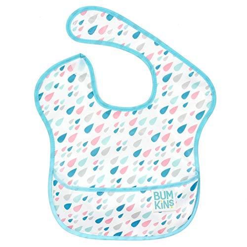 Bumkins SuperBib, Baby Bib, Waterproof, Washable, Stain and Odor Resistant, 6-24 Months - Raindrops