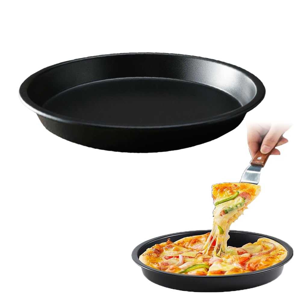 HZYUEKUN 8 Inch Pizza Tray Baking Pan - Round Tin Layer Superior Double Coated Non Stick Moulds Reusable Versatile Straight Sided Fixed Base Baking Cases for Muffins, Bread, Cake