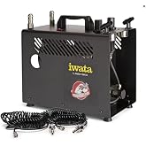 Iwata Power Jet Pro Dual Airbrush Compressor with 2L Air Tank, Dual Regulators, Auto Shut-Off Technology, 1-50 PSI Adjustable Output, Includes Hoses &amp; Airbrush Adapters. 110-120V 60Hz