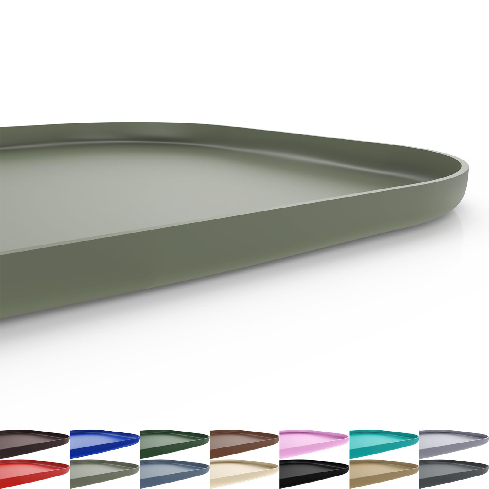 Photo 1 of SMILOOL Silicone Pet Feeding Mat with Raised Edge for Food and Water, Dog Bowl Mats, Cat Bowls Placemat with High Lip for Floor Waterproof, Rubber Tray for Cats and Dogs 22 x 14 x0.8 Light Olive Green