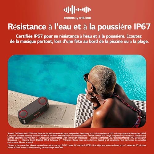 xboom Bounce, Enceinte Bluetooth sans Fil, Mini Enceinte Bluetooth, Étanchéité IP67, Autonomie de 30h,Compatible avec (Google, Siri, Alexa)