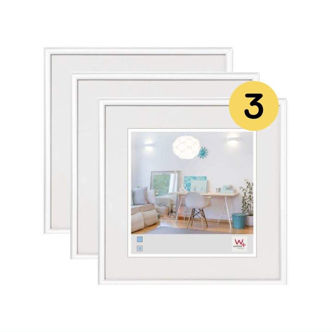 walther Design Picture Frame White 30 x 30 cm 3-Pack, New Lifestyle Plastic Frame KV330W3