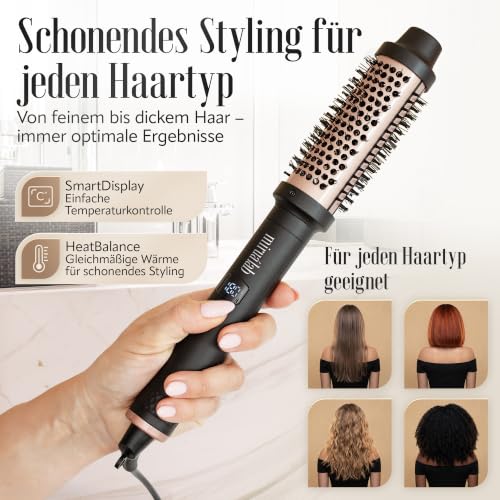 Thermal Brush [Test Winner 1.1] Anti-Frizz Straightening Brush Blowout without Hot Air for All Hair Types - Round Brush Styling Brush Short Hair Curling Brush Heat Brush Thermal Brush Hot Brush 120
