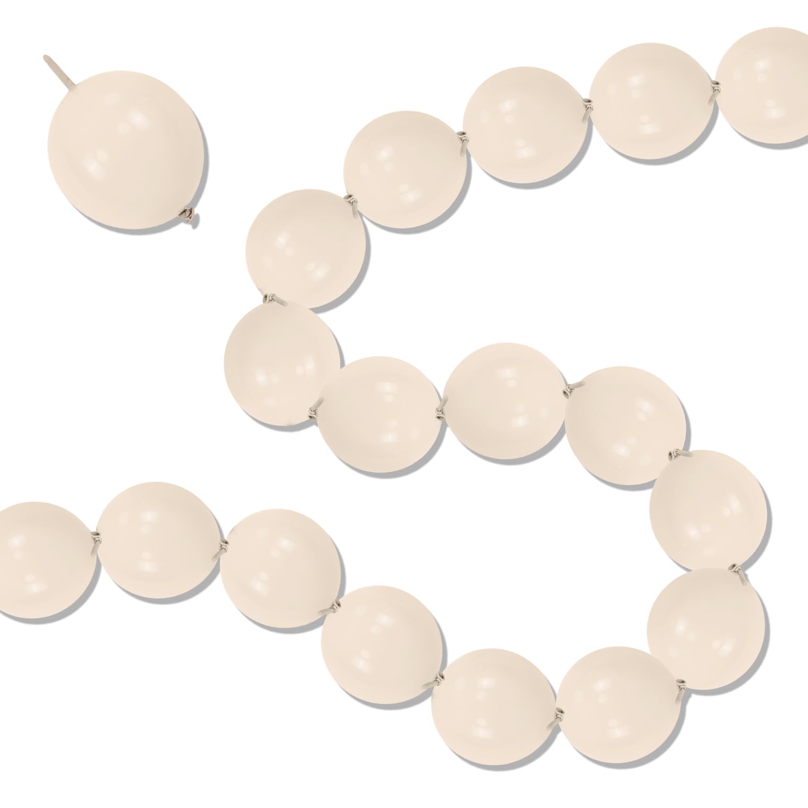 Photo 1 of White Sand Linking Balloons, 100PCS 6 Inch Small Ivory Quick Link Balloons for Making Balloon Wall Heart Arch, Tails Balloon for Wedding Birthday Baby Shower Engagement Graduation Party Decorations