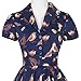 Womens 1950s Navy Blue Vintage Dress Retro Audrey Hepburn Dress with Removable Belt