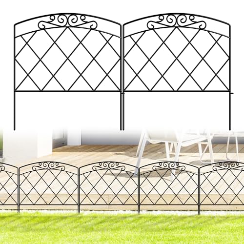 ARIFARO Decorative Garden Fence, 60 cm H x 56 cm W, 5 Panels, No Digging, Animal Barrier Fence, Pet Fence, Rustproof Metal Mesh Panel Border for Dogs, Rabbits and Patio.