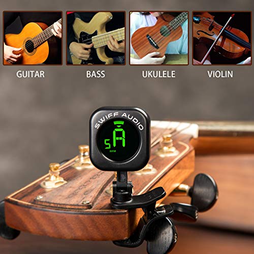 SWIFF Guitar Tuner Clip-On, Unique circle design, Sensitive Fast Tuning, Easy to Use, Big Clear VA Display for All String Instruments with Bass, Ukulele, Violin Accessories, Upgraded Tuner Series - Thumbnail 6