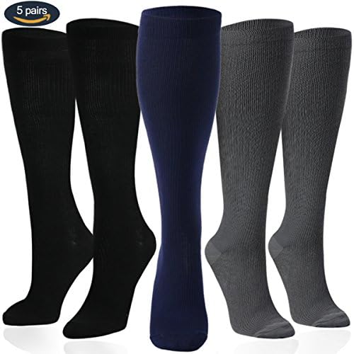 Compression Socks (5 Pairs/Pack) for Women/Men-Breathable Compression Stockings