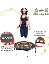 Rebounders Mini Trampolines For Adults - Fitness Trampoline, Workout Trampoline, Rebounder Trampoline for Adults and Kids, Personal Trampoline With Bungee Rope System for Home Cardio Workouts 40"