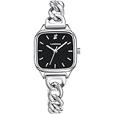 LANZOOM Unisex Black Watches for Women and Men Easy Read Ladies Wrist Watches 316L Stainless Steel Case and Bracelet,Minimalist Casual