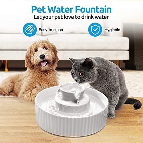 NautyPaws Ceramic Cat Water Fountain, Ceramic Pet Fountain, 2.1 L