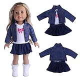 Doll Clothes for 18 Inch Dolls - Winter 3 Piece T-Shirt Jeans Shirt Pleated Dress for 18 inch American Girl Dolls Generation