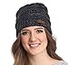 Brook + Bay Cable Knit Beanie Winter Hat for Women - Warm, Chunky, Soft Stretch, Thick & Cute Knitted Caps for Cold Weather Black Gray