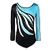 Ukyzddio Girls Long Sleeve Shiny Waves Metallic Athletic Dance Gymnastics Leotard Outfit Blue Waves Black Size 10