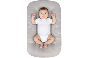 EASYFORALL Baby Lounger for Infants Babies 0-24 Months, Bionic Organic Lounger, Soft Cotton Breathable Infant Floor Seats & Loungers for Newborn Baby Shower Gifts (Grey)