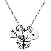 Basketball Gifts, Basketball Charm Necklace, Personalized Basketball Jewelry, Custom Initial Basketball Pendant for Women, Teens and Girls, Basketball Player Accessories