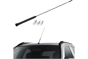 TSUGAMI Car Antenna Replacement, 16 Inch Flexible Rubber AM FM Roof Mount Vehicles Radio Antenna Mast with M4 M5 M6 Threaded 