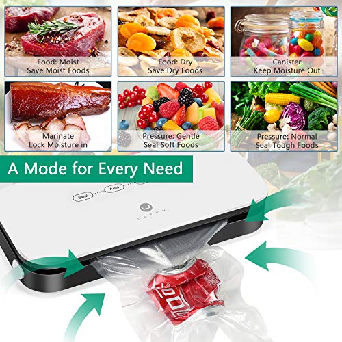 ULTTY Vacuum Sealer Machine with Starter Kits Automatic Food Sealer for Sous Vide Dry Moist Available SKJ-CR009B White