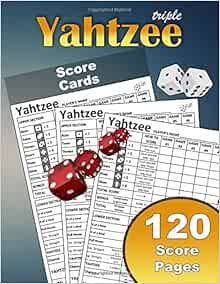 amazoncom triple yahtzee score cards large print size 85x11 120