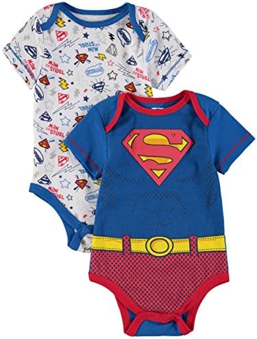 Superman DC Comics Infant Boys Puff Print Shield 2 Piece Onsie Bodysuit Set 0-9 Months (0/3 Months)