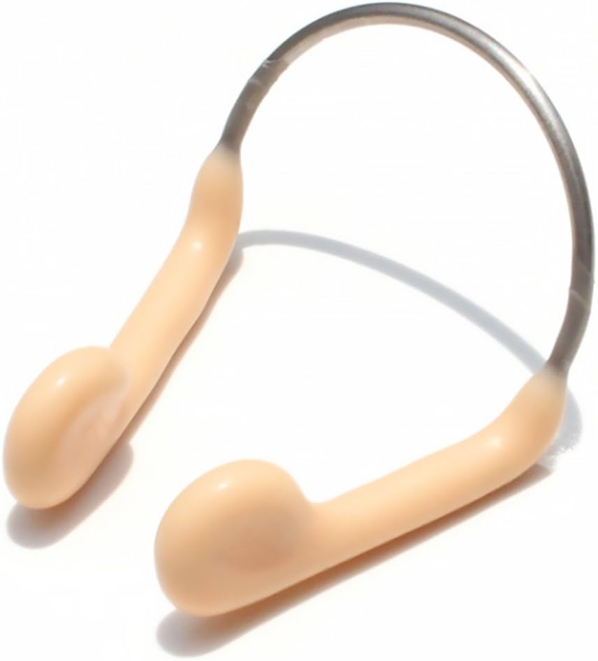 Naisicatar - Nose clip for swimming. Beige-coloured rubber nose clip for swimming for adults. Steel frame. Sports/swimming/diving nose clip. Swimming accessory x 1.