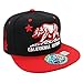 Embroidered California Republic with Bear Claw Scratch Snapback Cap (Black/RED)
