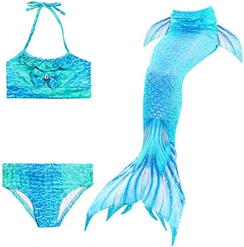 Lora Rossie 3PCS Girls' Swimsuit Mermaid Tail for Swimming, Bathing Swimwear